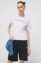vijolična Bombažna kratka majica Converse Ženski