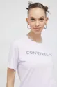 vijolična Bombažna kratka majica Converse