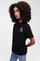 μαύρο Βαμβακερό μπλουζάκι Karl Lagerfeld x Disney