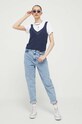 Abercrombie & Fitch top din bumbac KI150.3188.201 bleumarin SS23