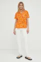 Βαμβακερό μπλουζάκι Marc O'Polo πορτοκαλί