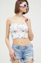 Abercrombie & Fitch top The Trevor Project cu modele alb KI140.3368.101