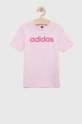 adidas t-shirt bawełniany dziecięcy LK LIN CO różowy