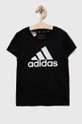 czarny adidas t-shirt bawełniany dziecięcy G BL Dziewczęcy