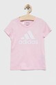 adidas tricou de bumbac pentru copii G BL print roz IC6123