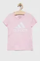 różowy adidas t-shirt bawełniany dziecięcy G BL Dziewczęcy