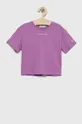 vijolična Otroška bombažna kratka majica Calvin Klein Jeans Dekliški
