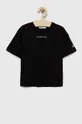 črna Otroška bombažna kratka majica Calvin Klein Jeans Dekliški