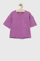 fioletowy Calvin Klein Jeans t-shirt bawełniany dziecięcy Dziewczęcy