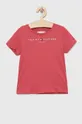 розовый Детская хлопковая футболка Tommy Hilfiger Для девочек