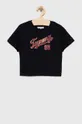 granatowy Tommy Hilfiger t-shirt bawełniany dziecięcy Dziewczęcy