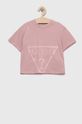 fialovo-růžová Dětské bavlněné tričko Guess Dívčí