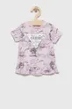 różowy Guess t-shirt dziecięcy Dziewczęcy