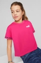 różowy Puma t-shirt bawełniany dziecięcy PUMA POWER Tape Tee G Dziewczęcy