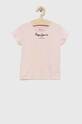 Dětské bavlněné tričko Pepe Jeans kulatý růžová PG502960