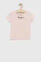 розовый Детская хлопковая футболка Pepe Jeans Для девочек