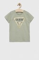 Guess t-shirt bawełniany dziecięcy nadruk zielony J73I56.K8HM0.PPYX