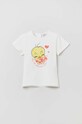 OVS t-shirt bawełniany niemowlęcy z elastanem biały 1766986.Girl.9.36months
