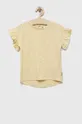 rumena Otroška bombažna kratka majica Guess Dekliški