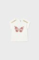 Mayoral t-shirt bawełniany niemowlęcy aplikacja beżowy 1008.4F.BABY.G