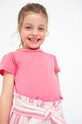 Mayoral t-shirt bawełniany dziecięcy 3057.6D.MINI różowy SS23