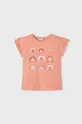 koralowy Mayoral t-shirt bawełniany dziecięcy Dziewczęcy