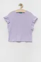 fioletowy United Colors of Benetton t-shirt z domieszką lnu Dziewczęcy