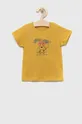 żółty United Colors of Benetton t-shirt bawełniany niemowlęcy Dziewczęcy