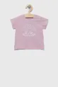 różowy United Colors of Benetton t-shirt bawełniany niemowlęcy Dziewczęcy