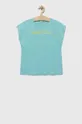 turkusowy United Colors of Benetton t-shirt bawełniany dziecięcy Dziewczęcy
