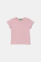 United Colors of Benetton t-shirt bawełniany dziecięcy nadruk różowy 3I1XG106Y.P.SEASONAL