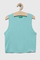 United Colors of Benetton top bawełniany dziecięcy bawełna turkusowy 3ZZUCH011.G.SEASONAL