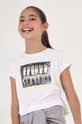 белый Детская хлопковая футболка Mayoral Для девочек
