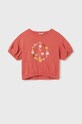 Mayoral t-shirt bawełniany dziecięcy różowy 6056.8J.JUNIOR