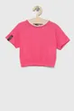 рожевий Дитяча бавовняна футболка Sisley Для дівчаток
