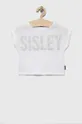 bela Otroška bombažna kratka majica Sisley Dekliški