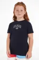 чорний Дитяча бавовняна футболка Tommy Hilfiger Для дівчаток