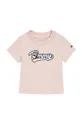różowy Tommy Hilfiger t-shirt niemowlęcy Dziewczęcy