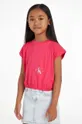 roza Dječja pamučna majica kratkih rukava Calvin Klein Jeans Za djevojčice