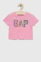 ružová Detské bavlnené tričko GAP Dievčenský