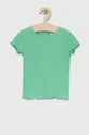 зелёный Детская хлопковая футболка GAP Для девочек