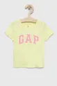 жёлтый Детская хлопковая футболка GAP Для девочек