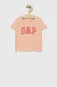 oranžna Otroška bombažna kratka majica GAP Dekliški