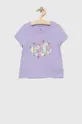 vijolična Otroška bombažna kratka majica GAP Dekliški