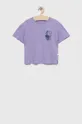 vijolična Otroška bombažna kratka majica GAP Dekliški
