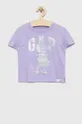 ljubičasta Dječja pamučna majica kratkih rukava GAP x Disney Za djevojčice