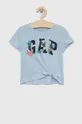 μπλε Παιδικό βαμβακερό μπλουζάκι GAP Για κορίτσια