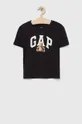 czarny GAP t-shirt bawełniany dziecięcy Dziewczęcy