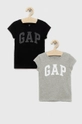 czarny GAP t-shirt bawełniany dziecięcy 2-pack Dziewczęcy