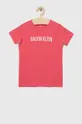 Παιδικό βαμβακερό μπλουζάκι Calvin Klein Underwear 2-pack ροζ